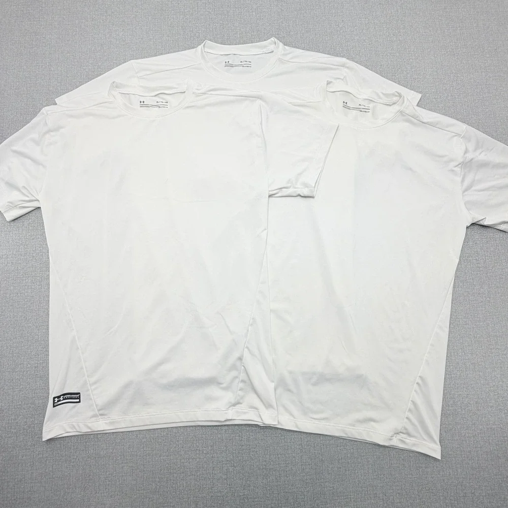 Under Armour Tactical HeatGear Compression Shirt White XL Lot of 3 Short Sleeve